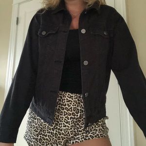 SMALL/MED Black jean ripped jacket